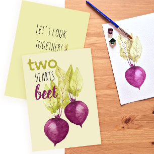 Two Hearts With Cute Beet Valentine`s Holiday Card