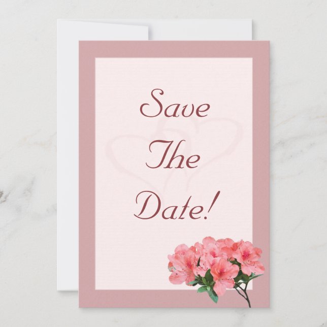 Two Hearts with Pink Border Save The Date Wedding Invitation (Front)