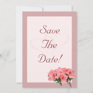 Two Hearts with Pink Border Save The Date Wedding Invitation