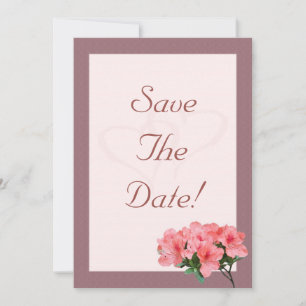 Two Hearts with Rosy Brown Border Save The Wedding Invitation