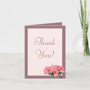 Two Hearts with Rosy Brown Border Thank You Card