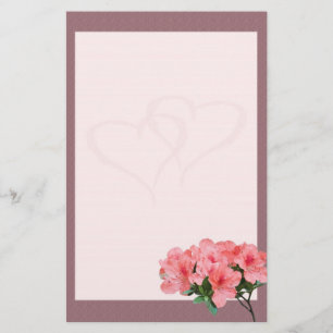Two Hearts with Rosy Brown Border Wedding Stationery