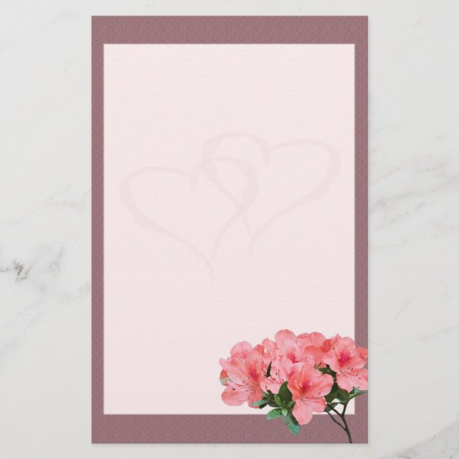Two Hearts with Rosy Brown Border Wedding Stationery (Front)