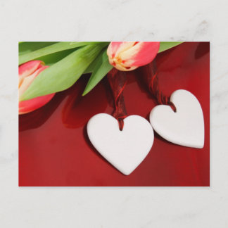 Two Hearts with Tulips Postcard
