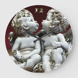 Two Heavenly Angel Cherubs Large Clock