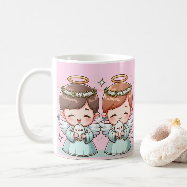 Two heavenly guardians  coffee mug (With Donut)
