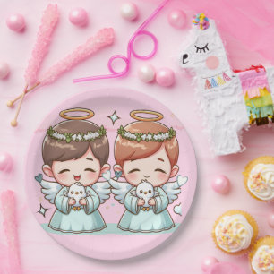 Two Heavenly Guardians Paper Plate