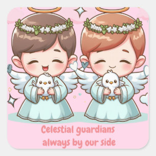 Two heavenly guardians  square sticker
