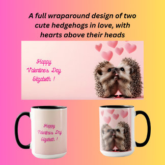 Two hedgehogs cuddling for valentine's day mug