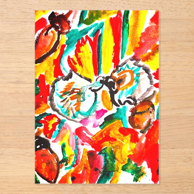 Two  hedgehogs play autumn . acrylic invitations (Front)