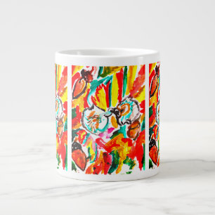 Two  hedgehogs play autumn . large coffee mug