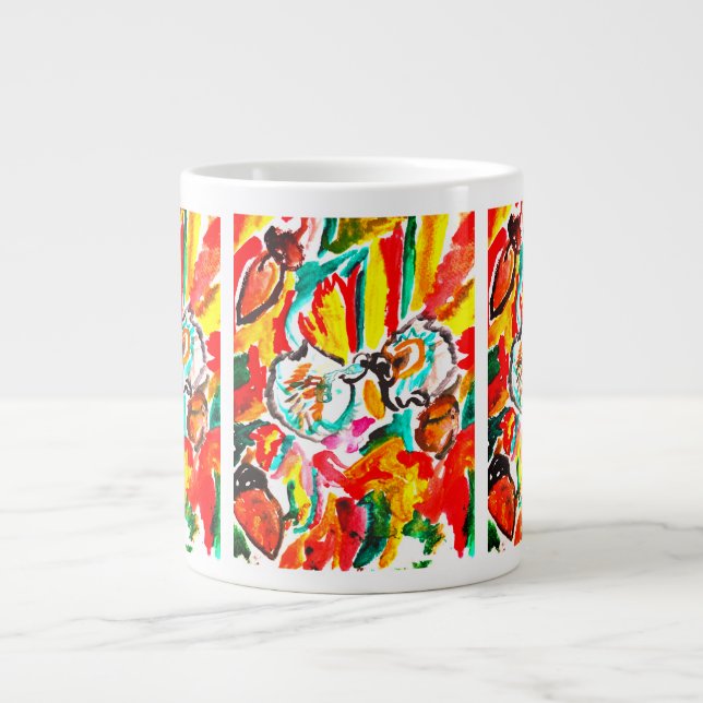 Two  hedgehogs play autumn . large coffee mug (Front)