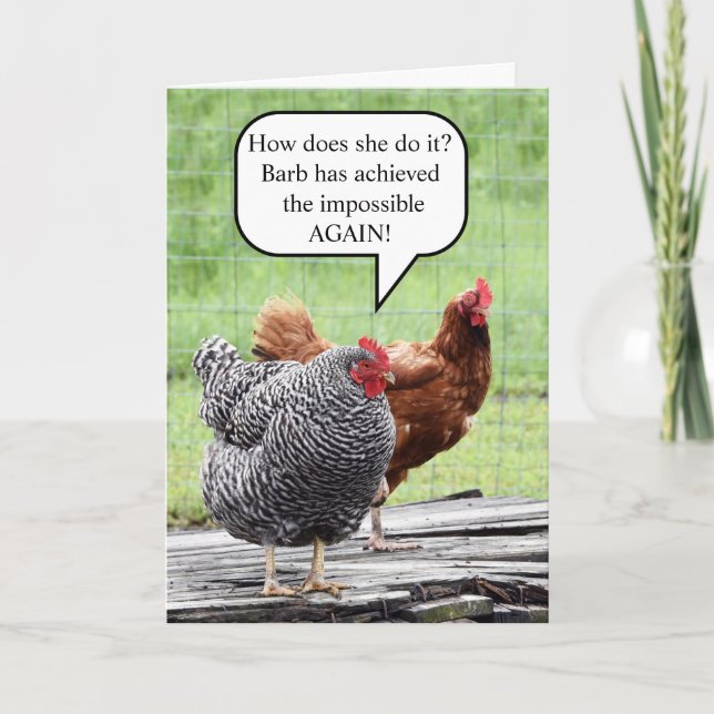 Two Hens Happy Birthday Humour Card (Front)