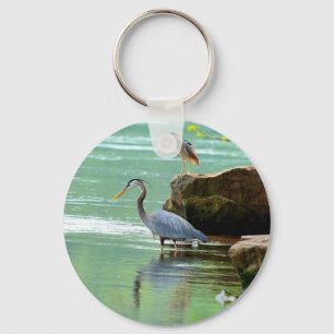 Two Herons Fishing Key Ring
