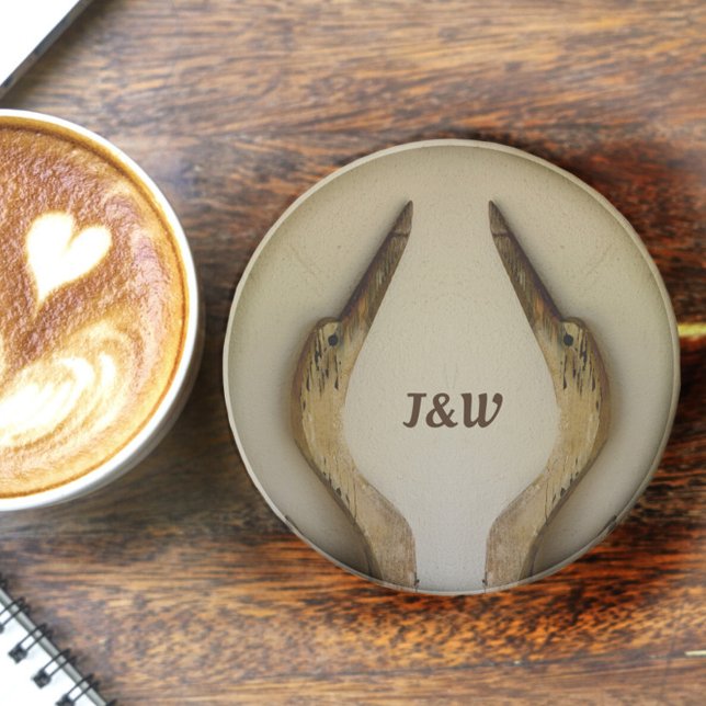 Two Herons Rustic Coastal Weathered Natural Stone Coaster (Creator Uploaded)