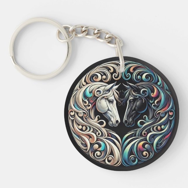 Two horse heads facing each other key ring (Front)