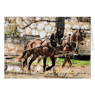 Two Horse Team Mixed Media Collage