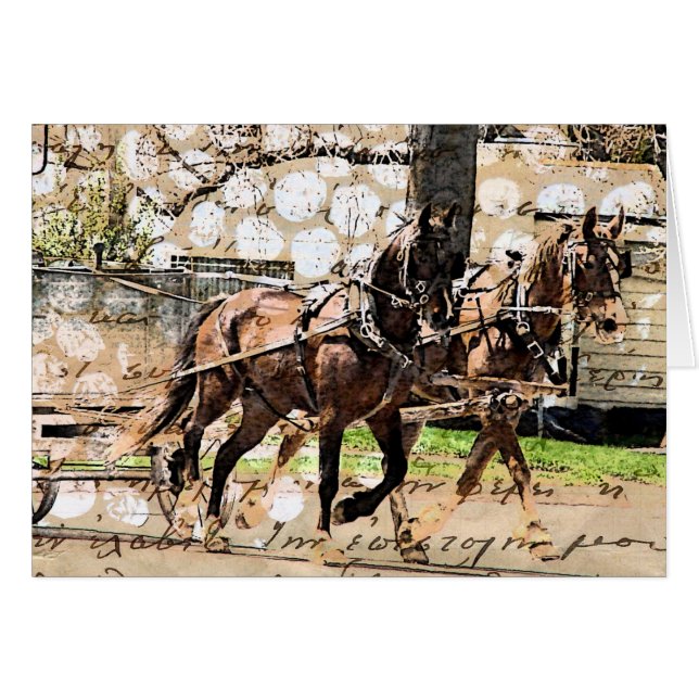 Two Horse Team Mixed Media Collage (Front Horizontal)