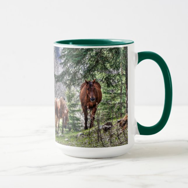Two Horses and Forest Photo Drinking Mug (Right)