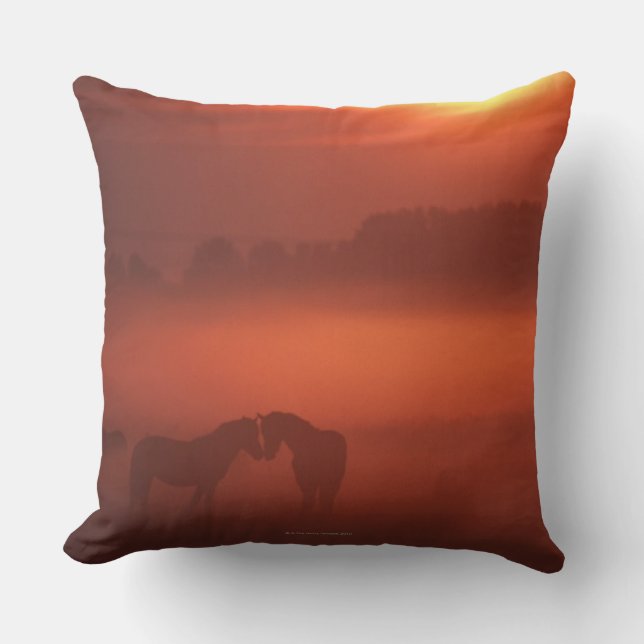 Two horses at sunset cushion (Front)