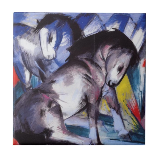 Two Horses (by Franz Marc) Ceramic Tile (Front)