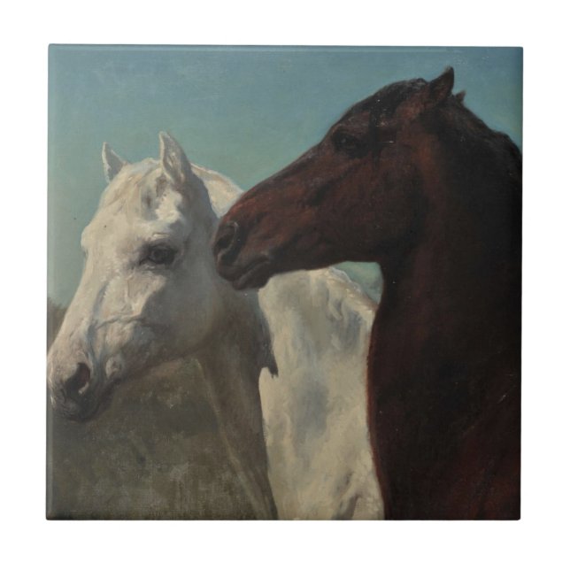 Two Horses by Rosa Bonheur Ceramic Tile (Front)