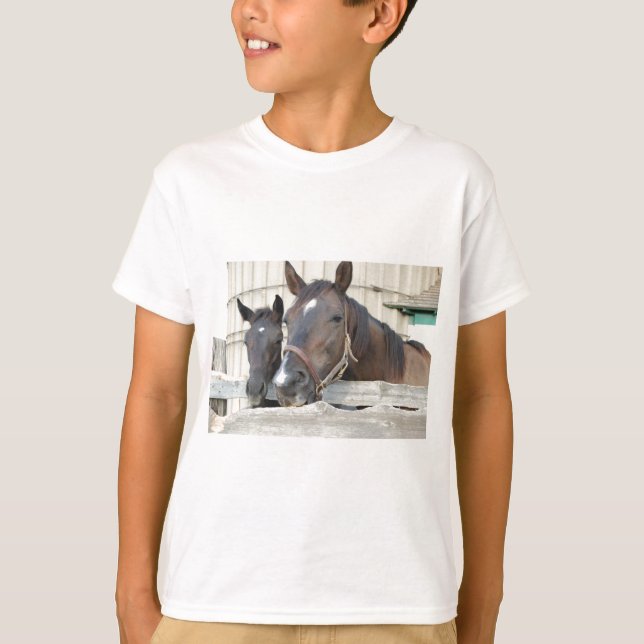 Two Horses Chewin a Fence T-Shirt (Front)