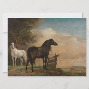 Two Horses in a Meadow Near a Gate (Paulus Potter) Card