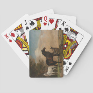 Two Horses in a Meadow Near a Gate (Paulus Potter) Playing Cards