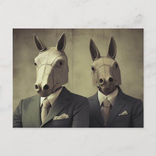 Two Horses in Suits Postcard (Front)