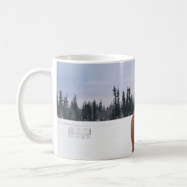 TWO HORSES ON SNOW COFFEE MUG (Left)