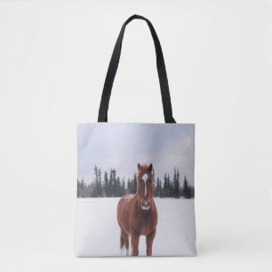 TWO HORSES ON SNOW TOTE BAG