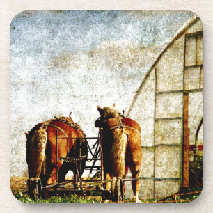 Two Horses Ready For Work Coaster