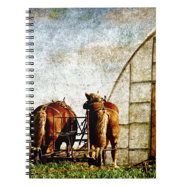 Two Horses Ready For Work Notebook (Front)