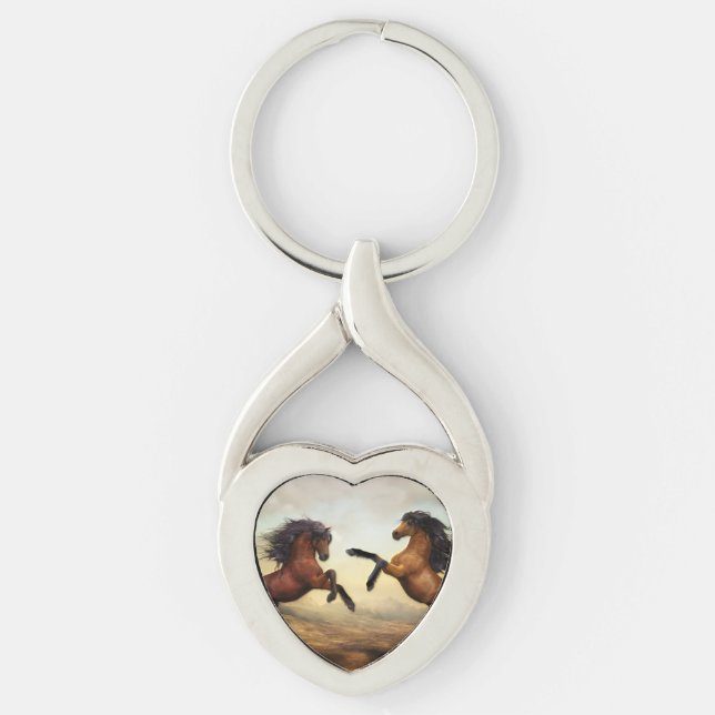 Two Horses Rearing Key Ring (Front)