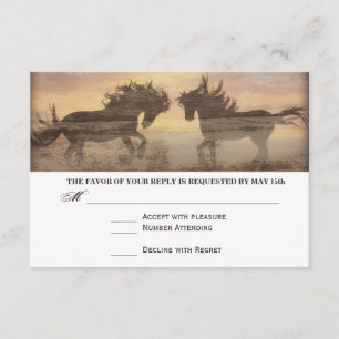 Two Horses Rustic Country Western Wedding RSVP Car Card