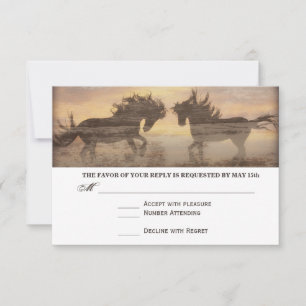 Two Horses Rustic Country Western Wedding RSVP Car Card