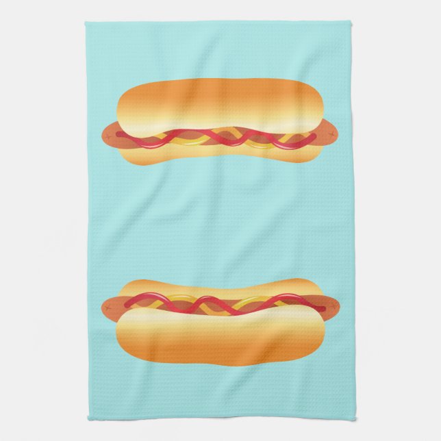 Two Hot Dogs Tea Towel (Vertical)