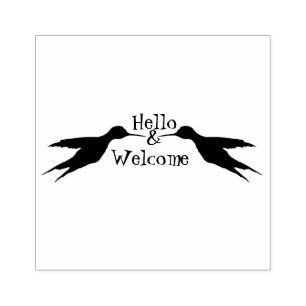 Two Hummingbirds in Flight 1a Rubber Stamp