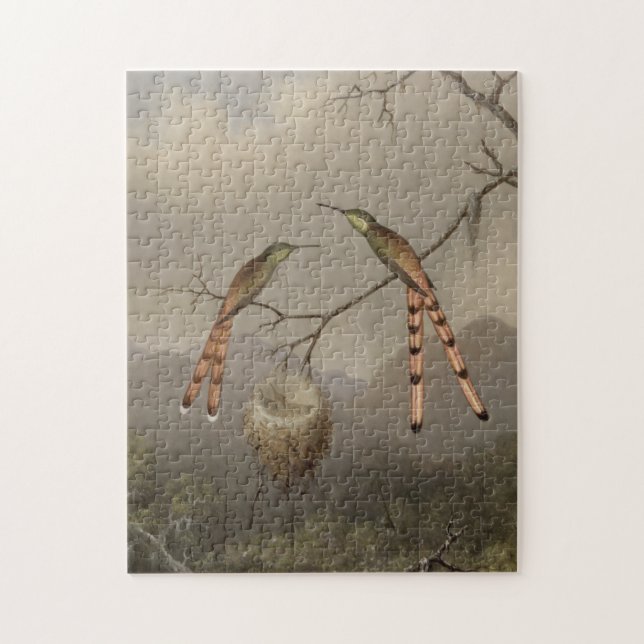 Two Hummingbirds with Their Young Jigsaw Puzzle (Vertical)