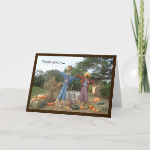 Two Humourous Scarecrows Thanksgiving Card