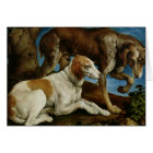 Two Hunting Dogs Tied to a Tree Stump, c.1548-50