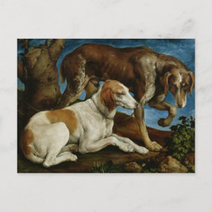 Two Hunting Dogs Tied to a Tree Stump, c.1548-50 Postcard