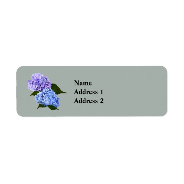 Two Hydrangea Lavender and Blue Return Address Label (Front)