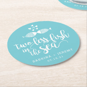 Two if By Sea Personalised Wedding Round Paper Coaster