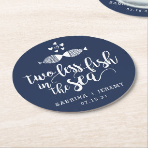 Two if By Sea Personalised Wedding Round Paper Coaster