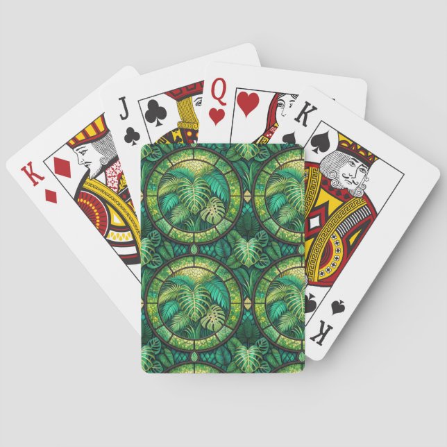 Two images of playing cards with tropical  (Back)