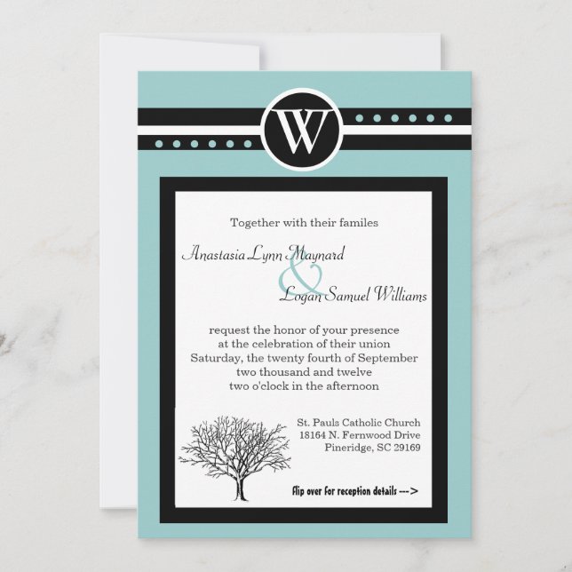 TWO IN ONE WEDDING CEREMONY & RECEPTION INVITATION (Front)