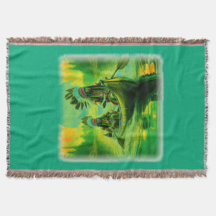 Two Indians Are Rowing On The Lake Throw Blanket