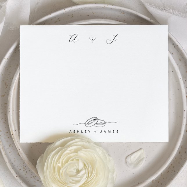 Two Initial Elegant Couple Monogram Stationery  Card (Two Initial Monogram Elegant Couple Stationery Note Card)